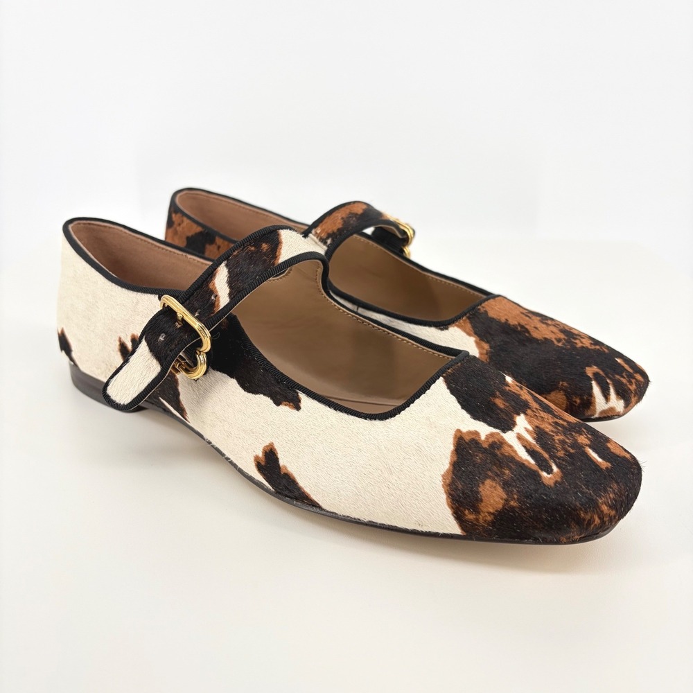 Sam Edelman Mary Jane Flats Cow Hair Animal Print Western Chic Square Toe 9.5